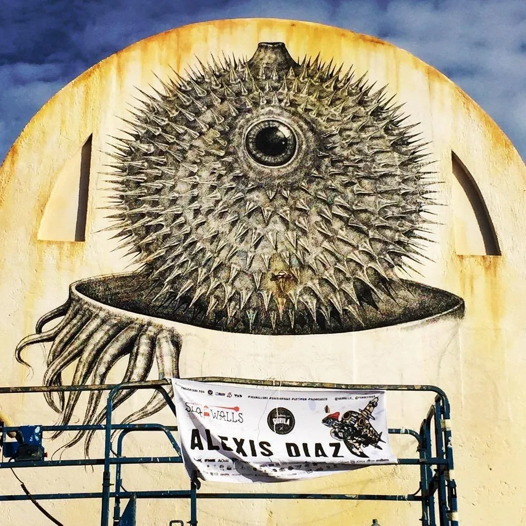 Alexis Diaz ,Seawalls 2014. Cozumel — mural documented by Tulum Art Club in Tulum.