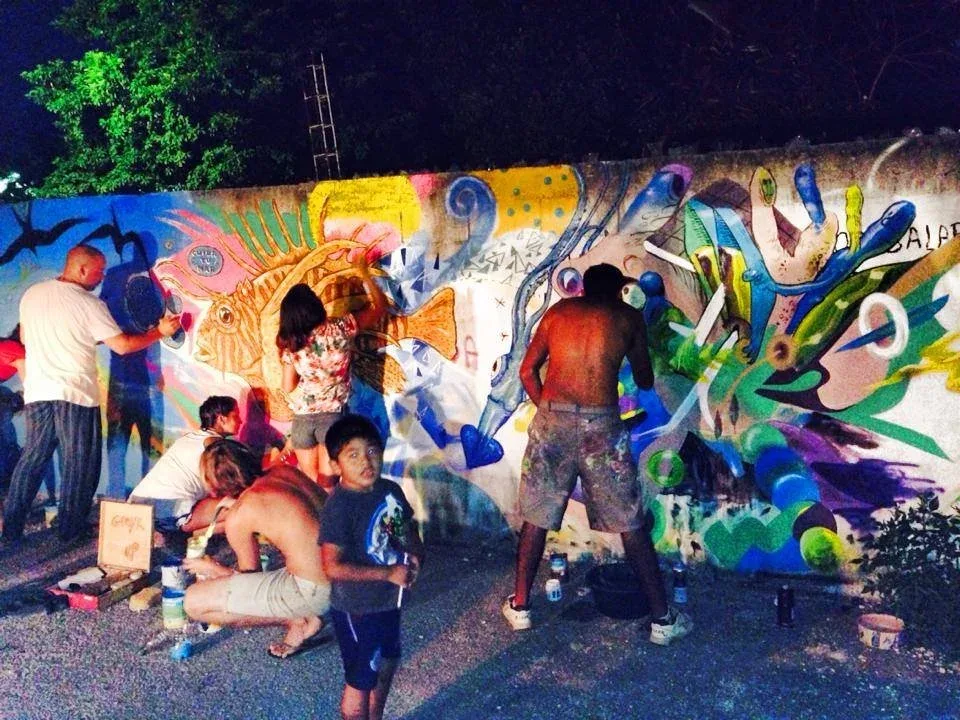 Archival photograph of a mural documented by Tulum Art Club in Tulum.