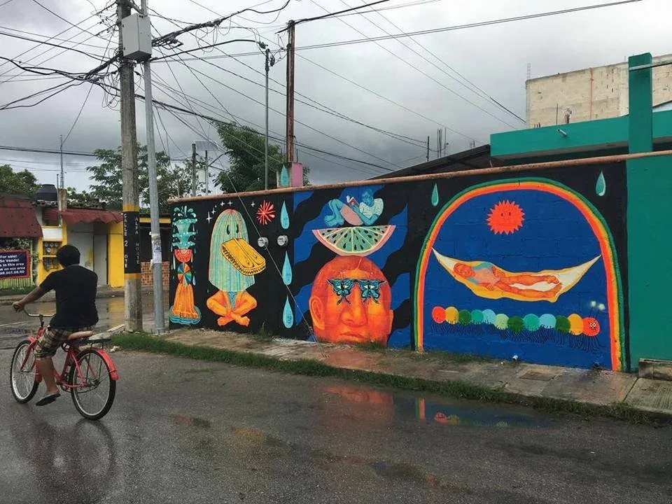 Archival photograph of a mural documented by Tulum Art Club in Tulum.