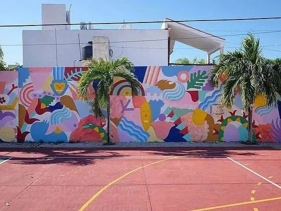 Archival photograph of a mural documented by Tulum Art Club in Tulum.