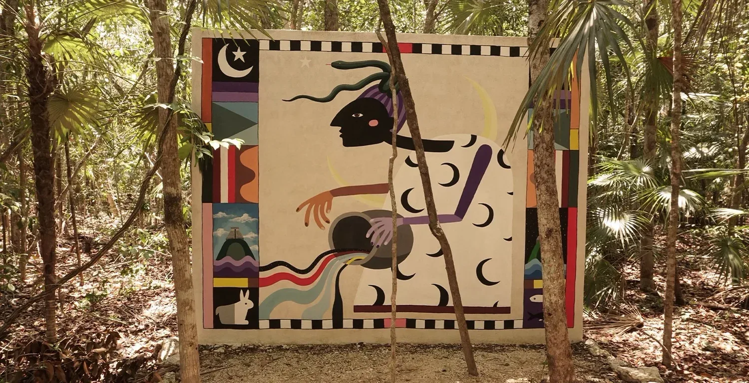 Archival photograph of a mural documented by Tulum Art Club in Tulum.